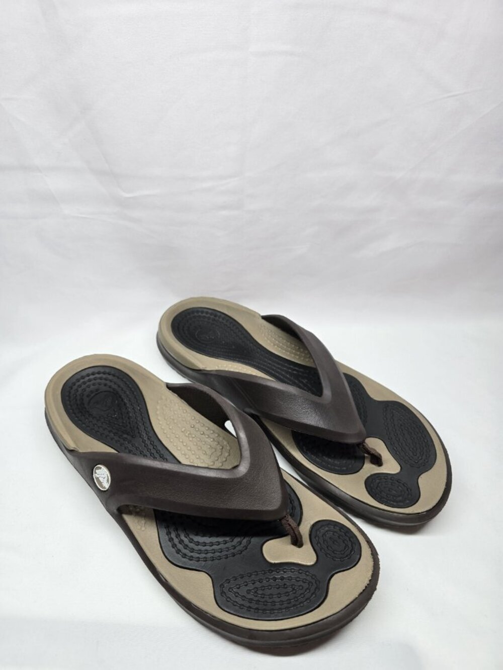 Crocs Unisex Mens 8/Womens 10- Modi Sport Flip Flops Sandals Brown/Beige Tan